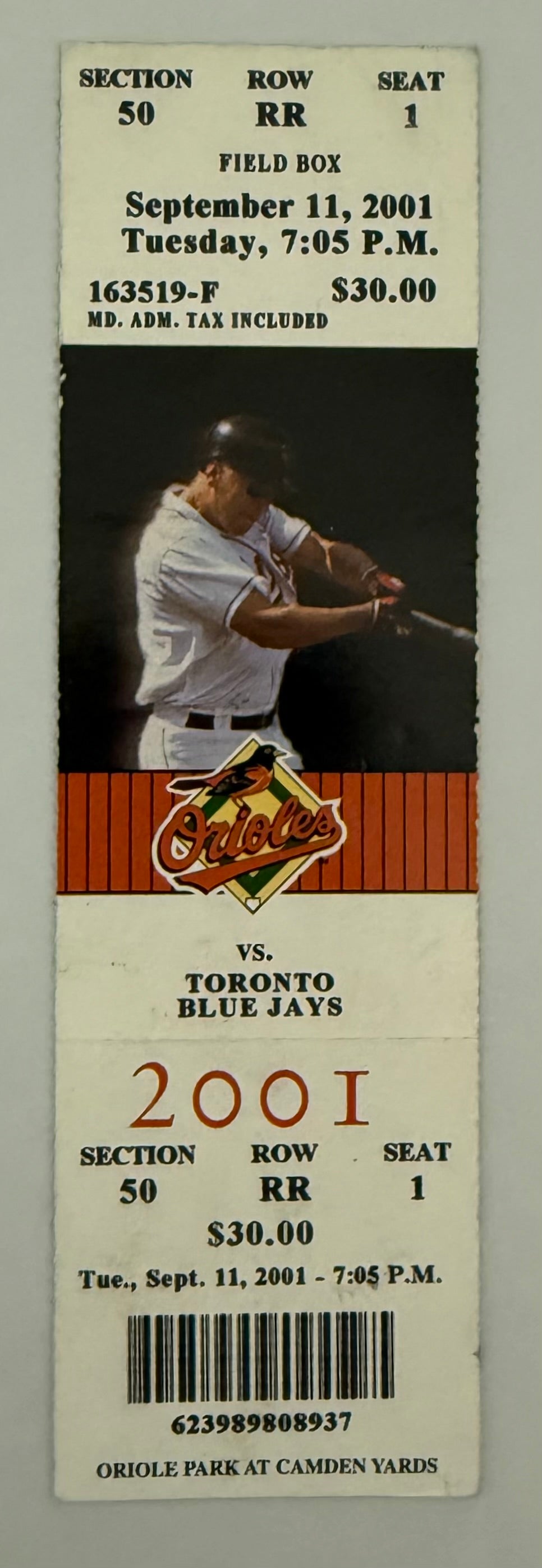 2001 Orioles and Blue Jays Scheduled on  Infamous Date of 9/11/ 2001