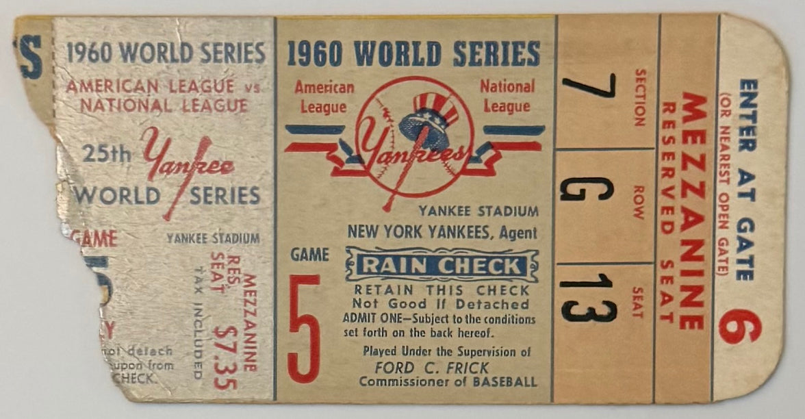 1960 World Series, Game Five, NY Yankees versus Pittsburgh Pirates