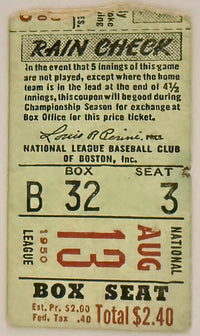 August 13, 1950, Boston Braves versus Brooklyn Dodgers - Jackie Robinson (Tape)