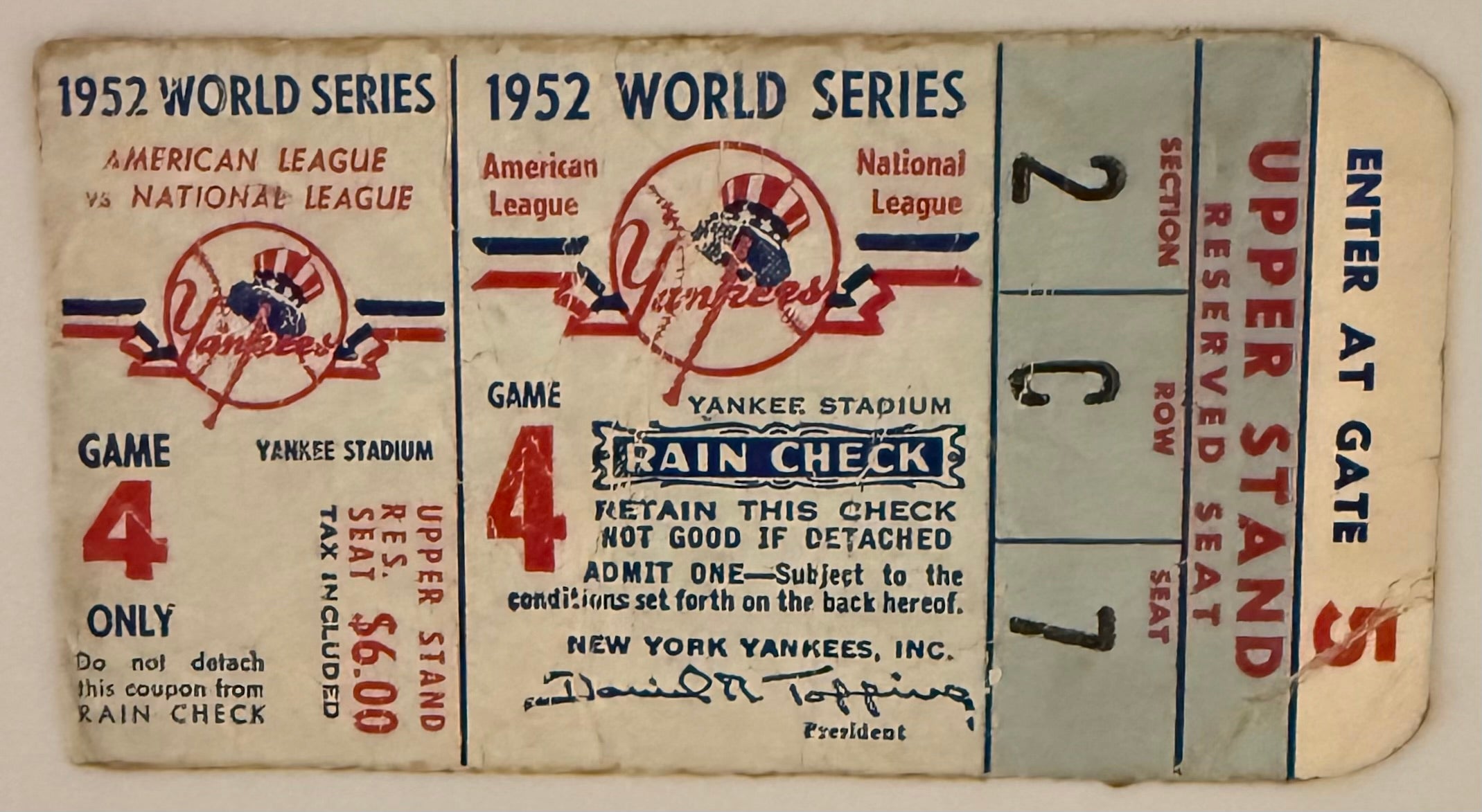 1952 World Series, Game 4, NY Yankees versus Brooklyn (C)