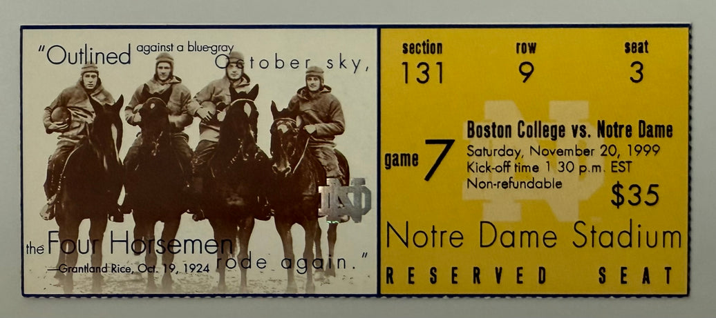 1999 Boston College versus Notre Dame, Notre Dame Stadium, November 20, 1999