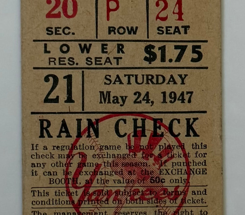 1947 - Saturday, May 24, 1947, Yankees and Joe DiMaggio vs Red Sox and Ted Williams at Yankee Stadium