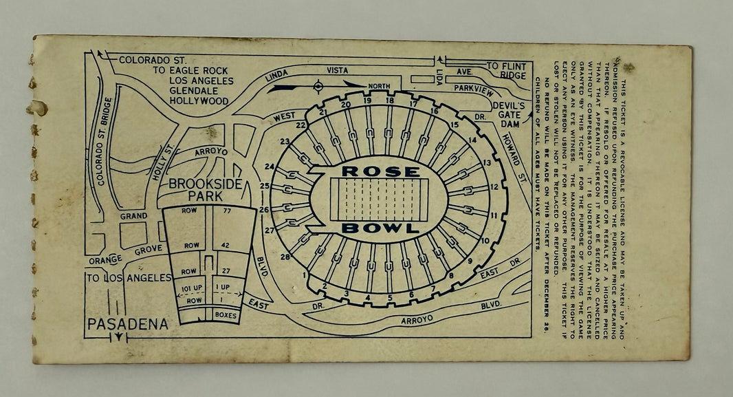 1950 Rose Bowl College Football Game in Pasadena, Ohio State Buckeyes 17 California Golden Bears 14, January 2, 1950