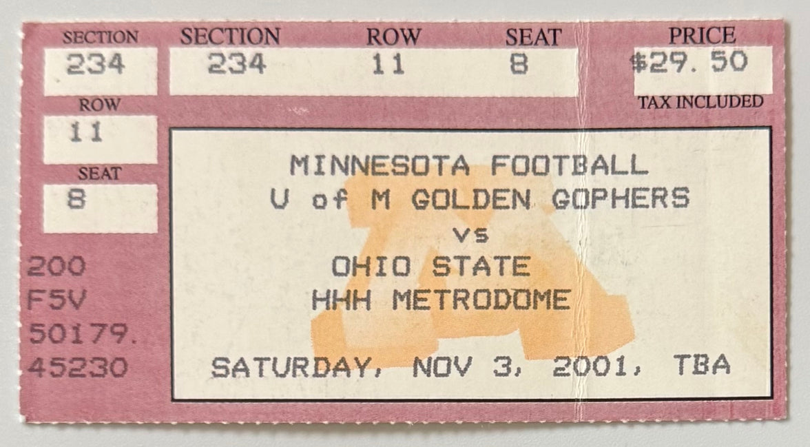 November 3, 2001, Ohio State University at Minnesota, Crease