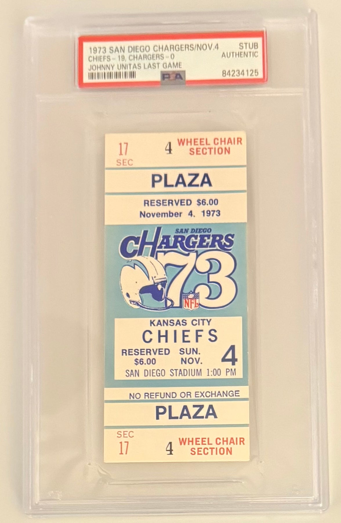 11/4/1973 Johnny Unitas Final Game