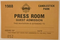 1988 San Francisco Giants Candlestick Park Press Pass