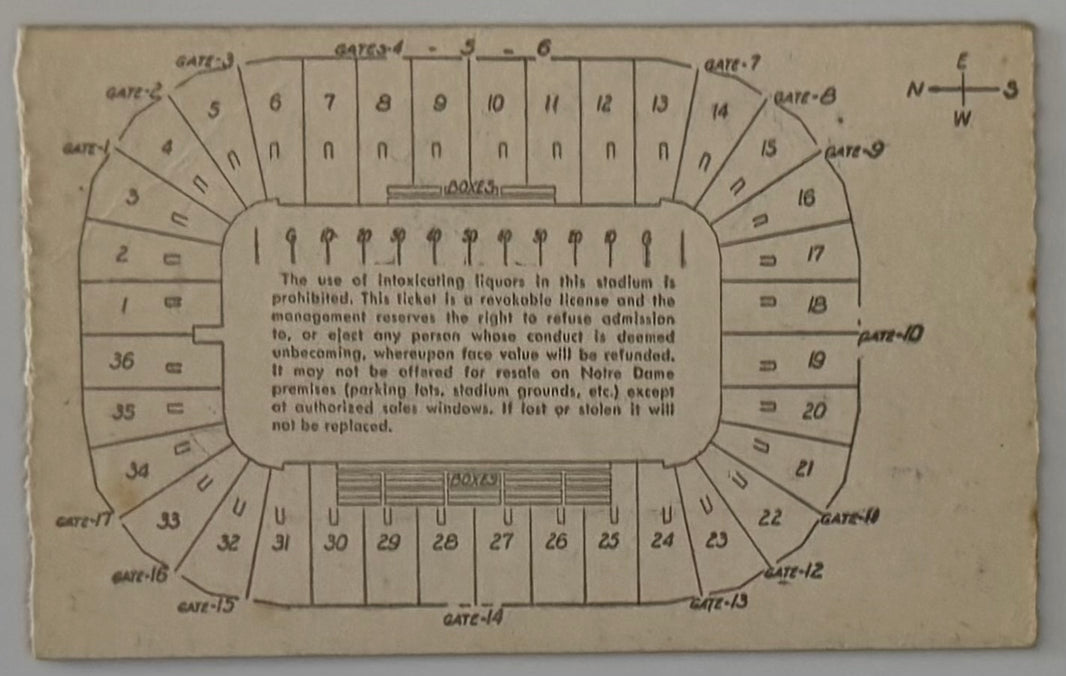 October 6, 1956, Notre Dame Stadium, Indiana versus Notre Dame