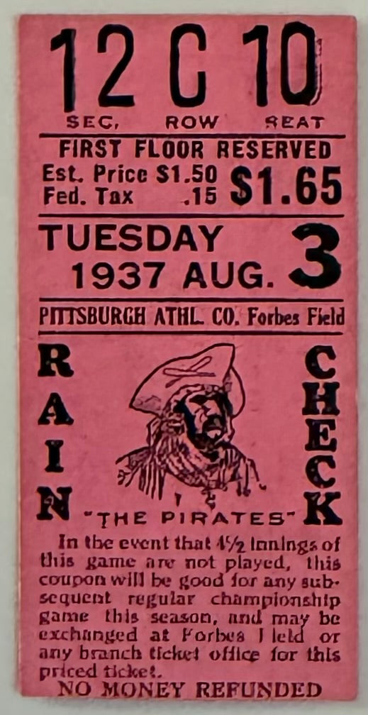 August 3, 1937, Brooklyn Dodgers at Pittsburgh Pirates