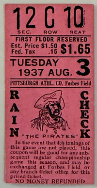August 3, 1937, Brooklyn Dodgers at Pittsburgh Pirates