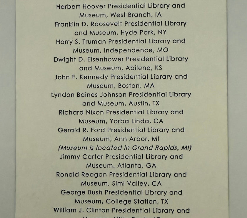 2020 Ticket to the George W. Bush Presidential Library and Museum, 3/7/2020