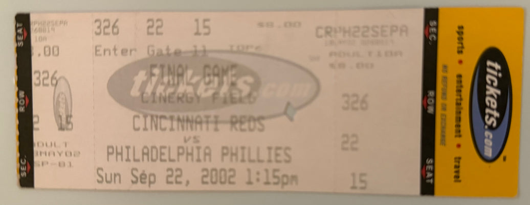 9/22/2002 Reds Last Game at Cinergy Field
