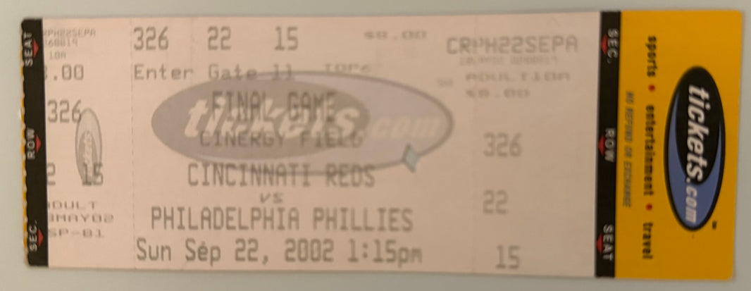9/22/2002 Reds Last Game at Cinergy Field