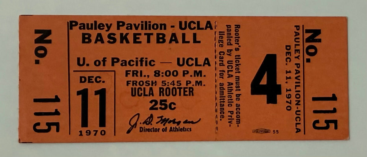 1970 Bill Walton’s Third College Game, Freshman Team, Pauley Pavilion UCLA, December 11, 1970