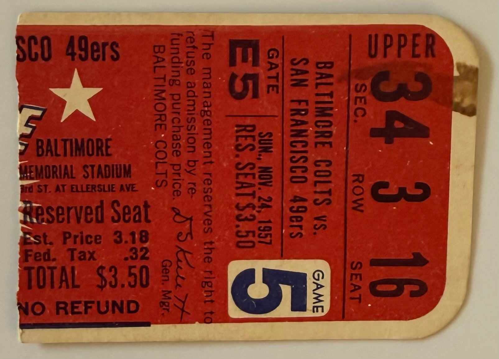December 1, 1957, Colts versus 49ers, Unitas 3 TD's (MK)