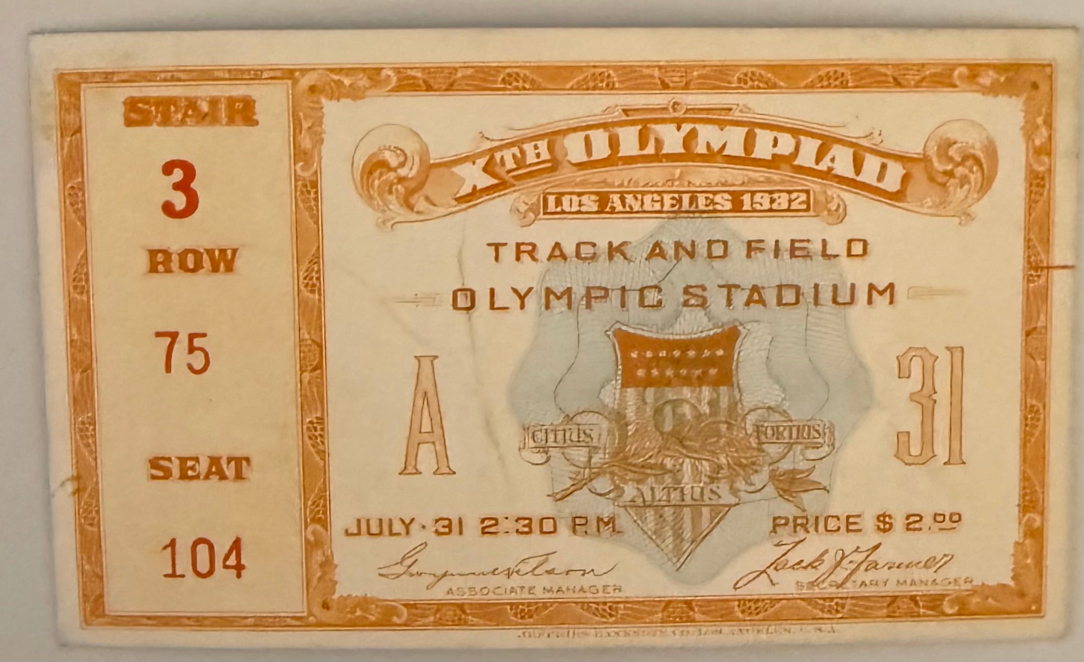 July 31, 1932, Los Angeles Olympics, Babe Didrikson Wins 2 Gold Medals (MK on Reverse)