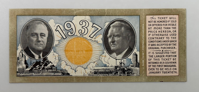 1937 Ticket to the Second Inauguration of Franklin Roosevelt and John Nance Garner, January 20, 1937