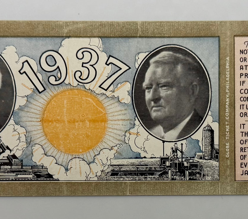 1937 Ticket to the Second Inauguration of Franklin Roosevelt and John Nance Garner, January 20, 1937