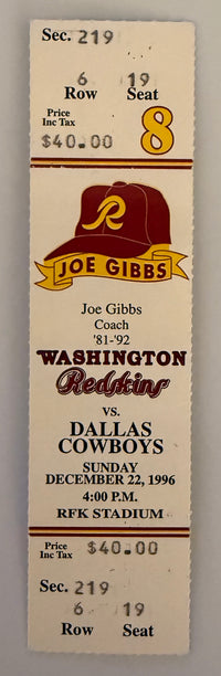 1996 Last Game at RFK Stadium Redskins versus Cowboys, 12/22/96