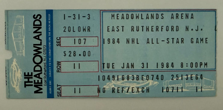 1984 NHL All-Star Game Held at the Meadowlands Arena in East Rutherford, New Jersey, Wayne Gretzky MVP,  January 31, 1984