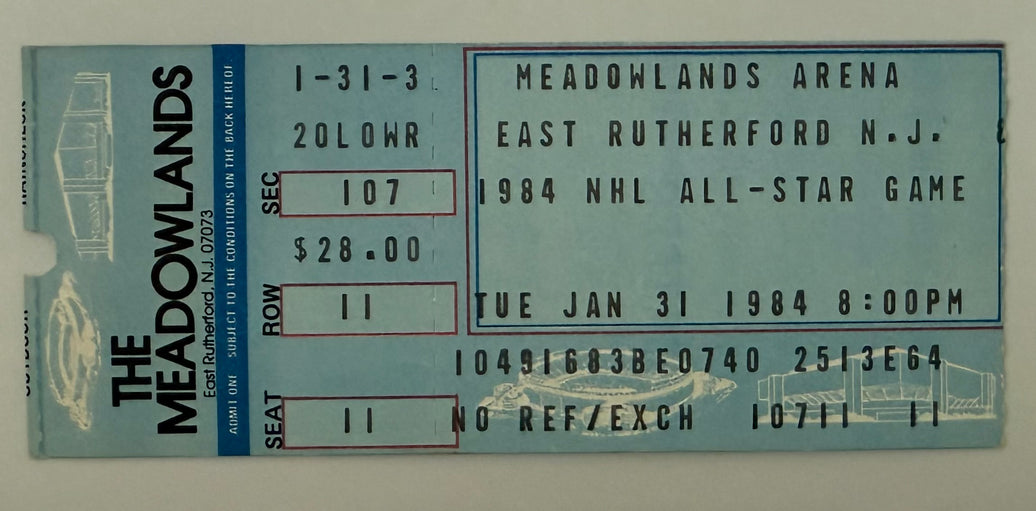 1984 NHL All-Star Game Held at the Meadowlands Arena in East Rutherford, New Jersey, Wayne Gretzky MVP,  January 31, 1984