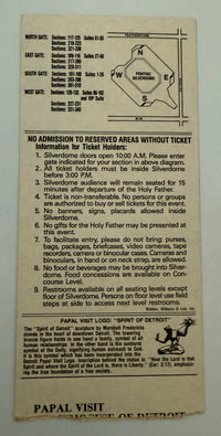1987 Pastoral Visit, Pope John Paul II, Pontiac Silver Dome, September 19, 1987