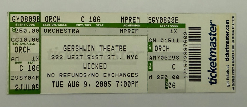 2005 Wicked, Gershwin Theatre on Broadway, August 9, 2005