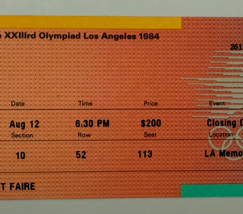 1984 Tickets to 1984 Los Angeles Olympics Closing Ceremony