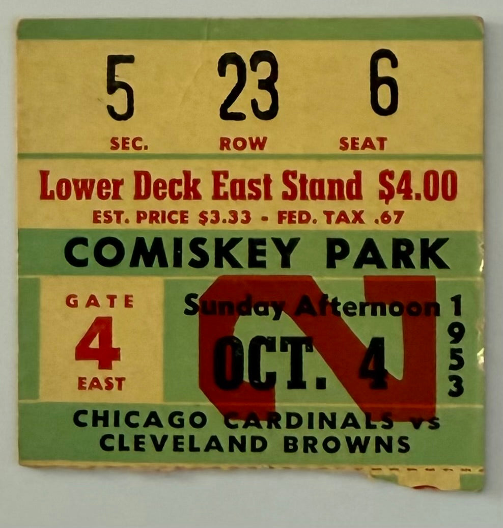 October 4, 1953, NFL Cardinals versus Browns