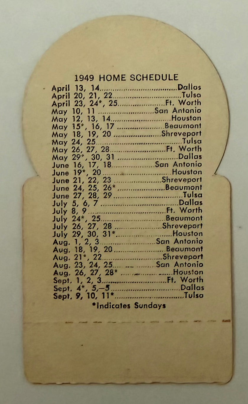 1949 Die Cut Ticket, Opening Day of the Oklahoma Indians, Texas League, April 13, 1949