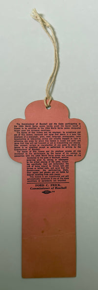 1964 Yankees World Series Field Level Press Pass