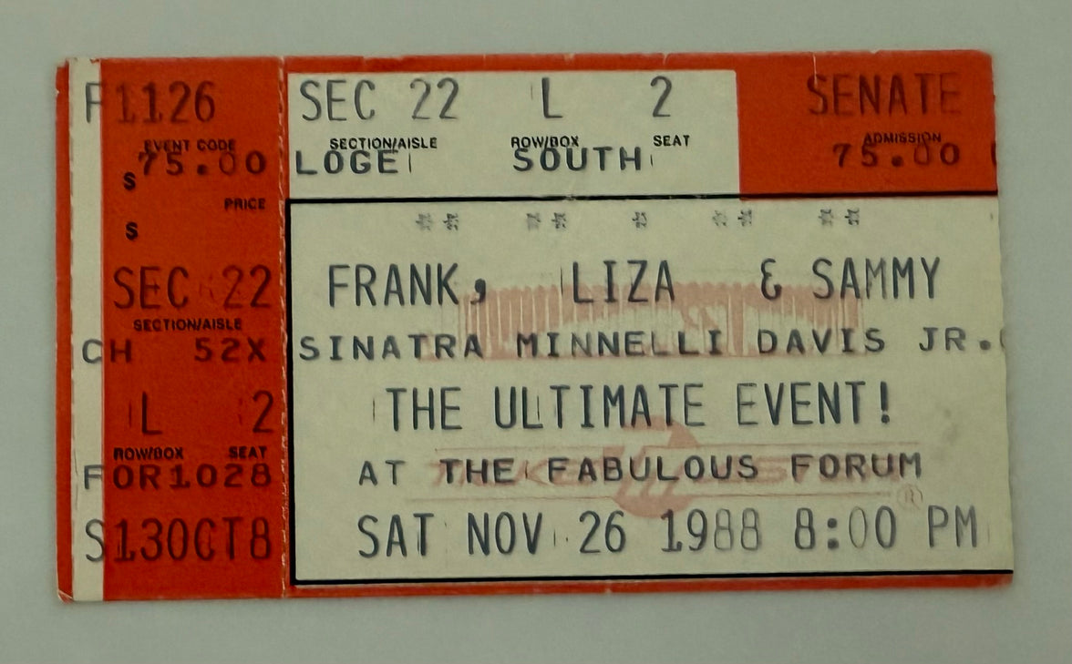 1988 Frank Sinatra, Liza Minnelli, and Sammy Davis Jr. at the Fabulous Forum, November 26, 1988, Condition