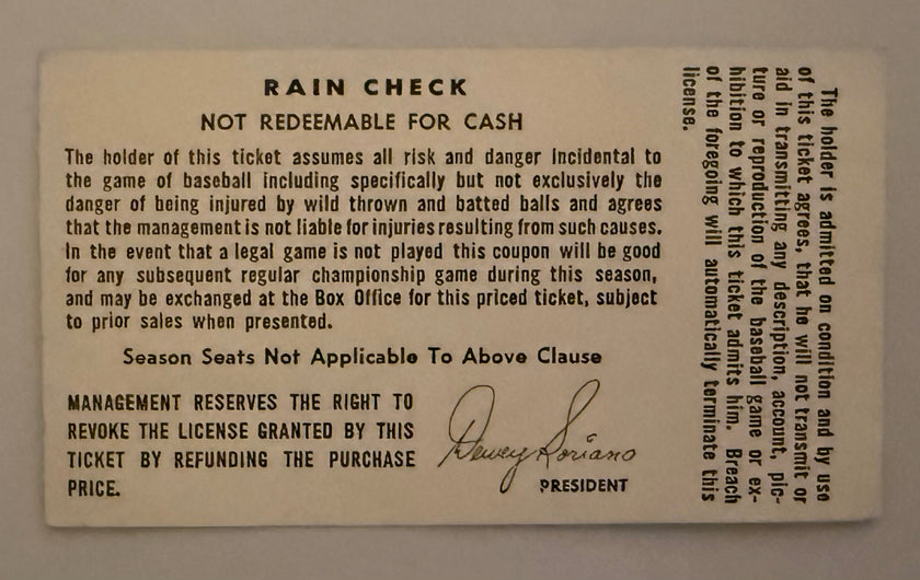1969 Seattle Pilots versus Chicago White Sox, Opening Night Souvenir Ticket,  April 12, 1969,  Game Played at Sicks Stadium