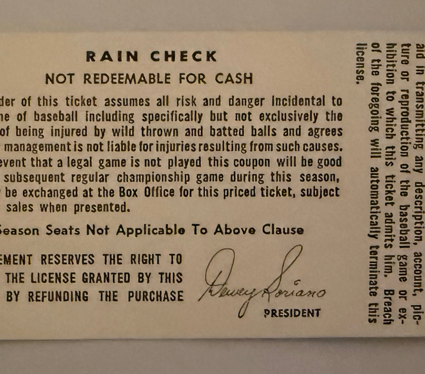 1969 Seattle Pilots versus Chicago White Sox, Opening Night Souvenir Ticket,  April 12, 1969,  Game Played at Sicks Stadium