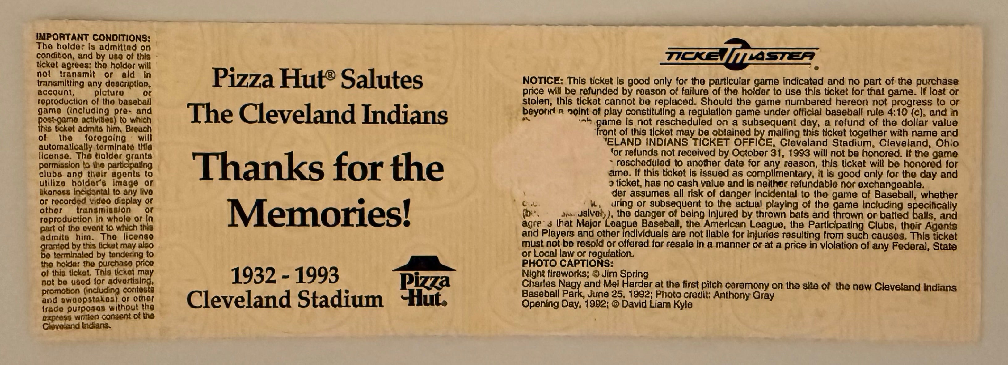10/3/1993 Last Game at Cleveland Municipal Stadium