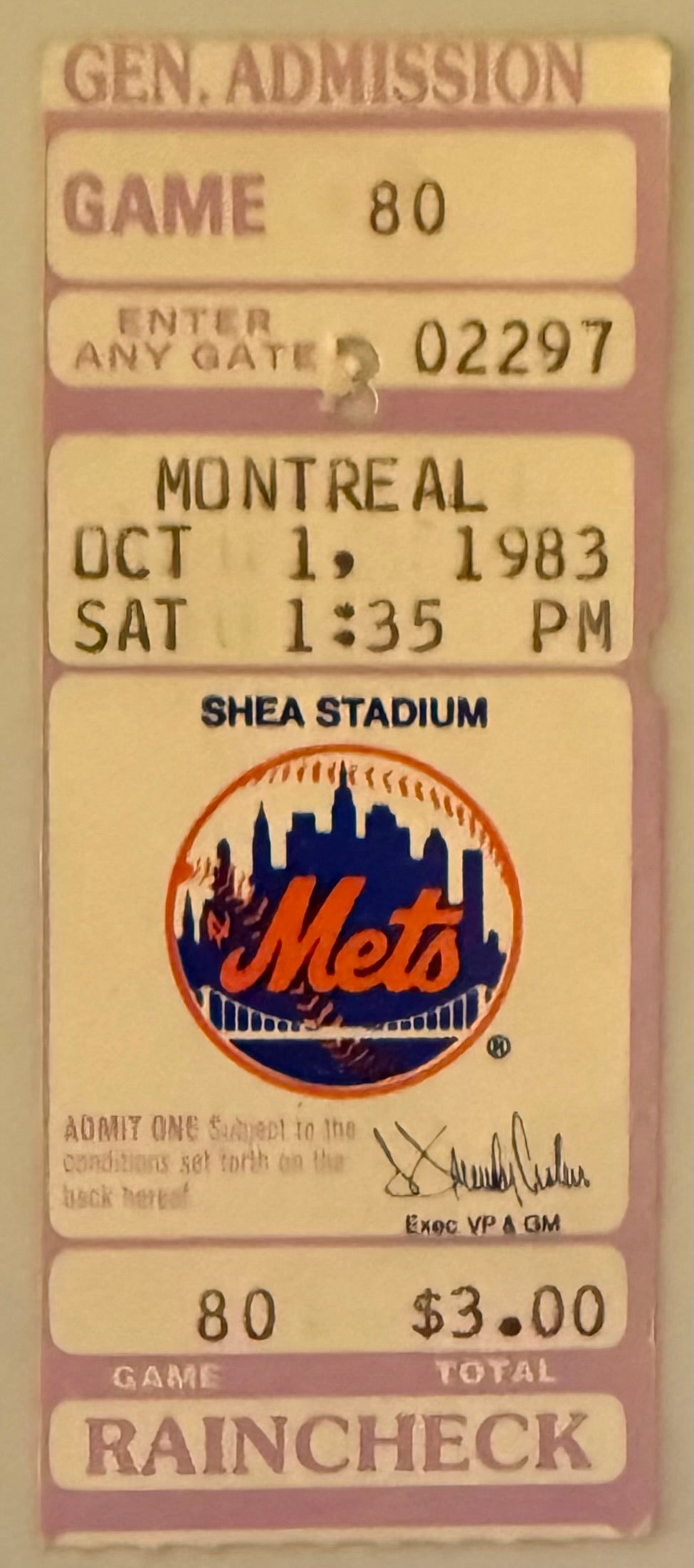 October 1, 1983, Tome Seaver's Last Game Pitched for Mets Before Trade