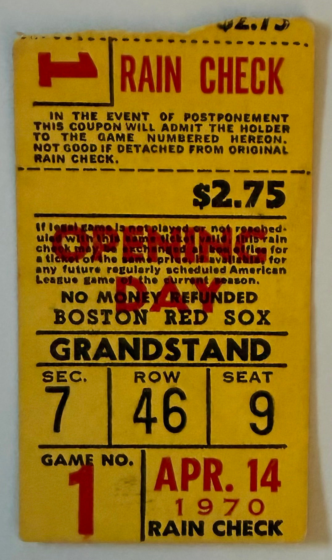 April 14, 1970, Boston Red Sox, Opening Day