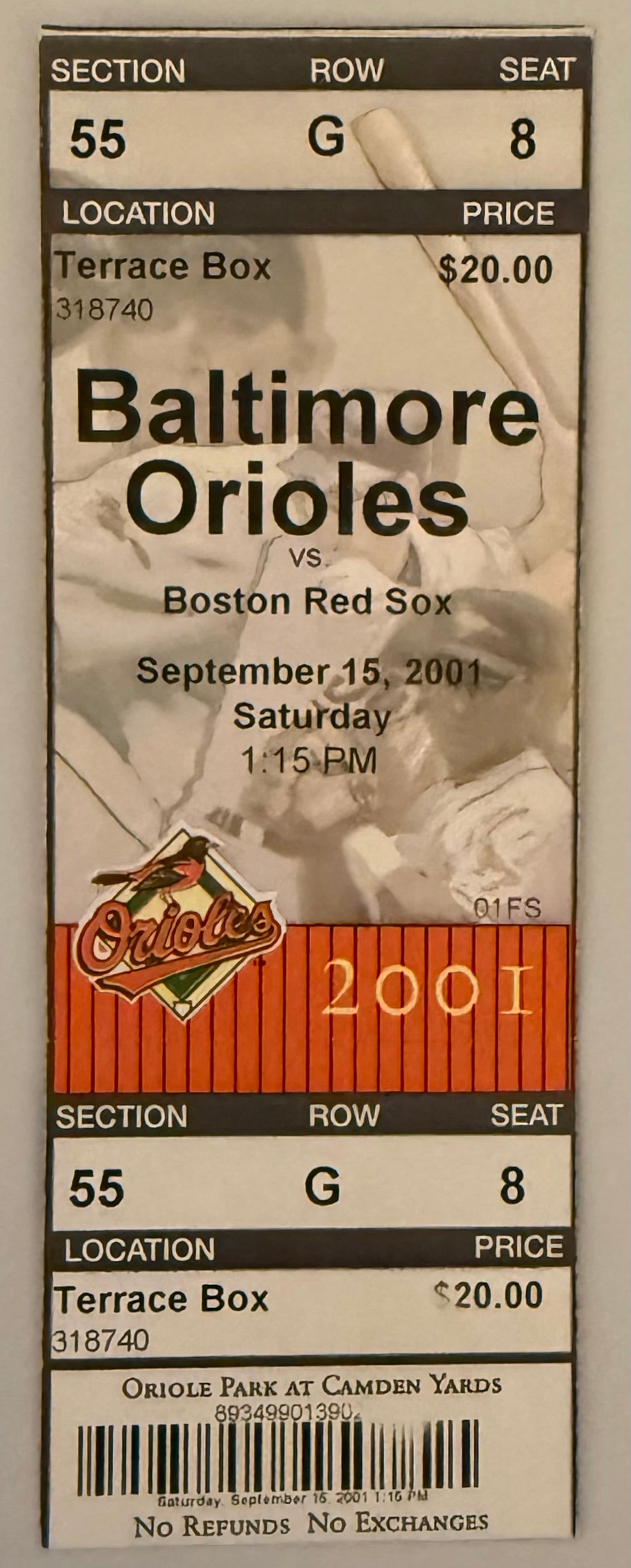 September 15, 2001, Cal Ripken Last Career Hit, Number 3184