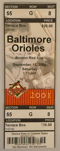 September 15, 2001, Cal Ripken Last Career Hit, Number 3184