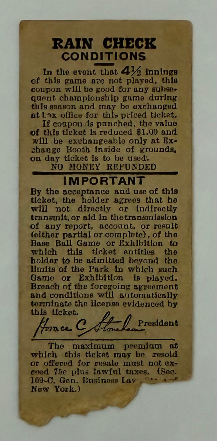 1945 Giants in Polo Grounds vs Cardinals, July 4, 1945, Mel Ott, Doubleheader, Cardinals Win Both Games 8-4 and 19-2