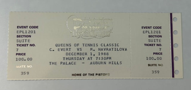 1988 Queens of Tennis Classic, Chris Evert vs Martina Navratilova, December 1, 1998 at the Palace of Auburn Hills