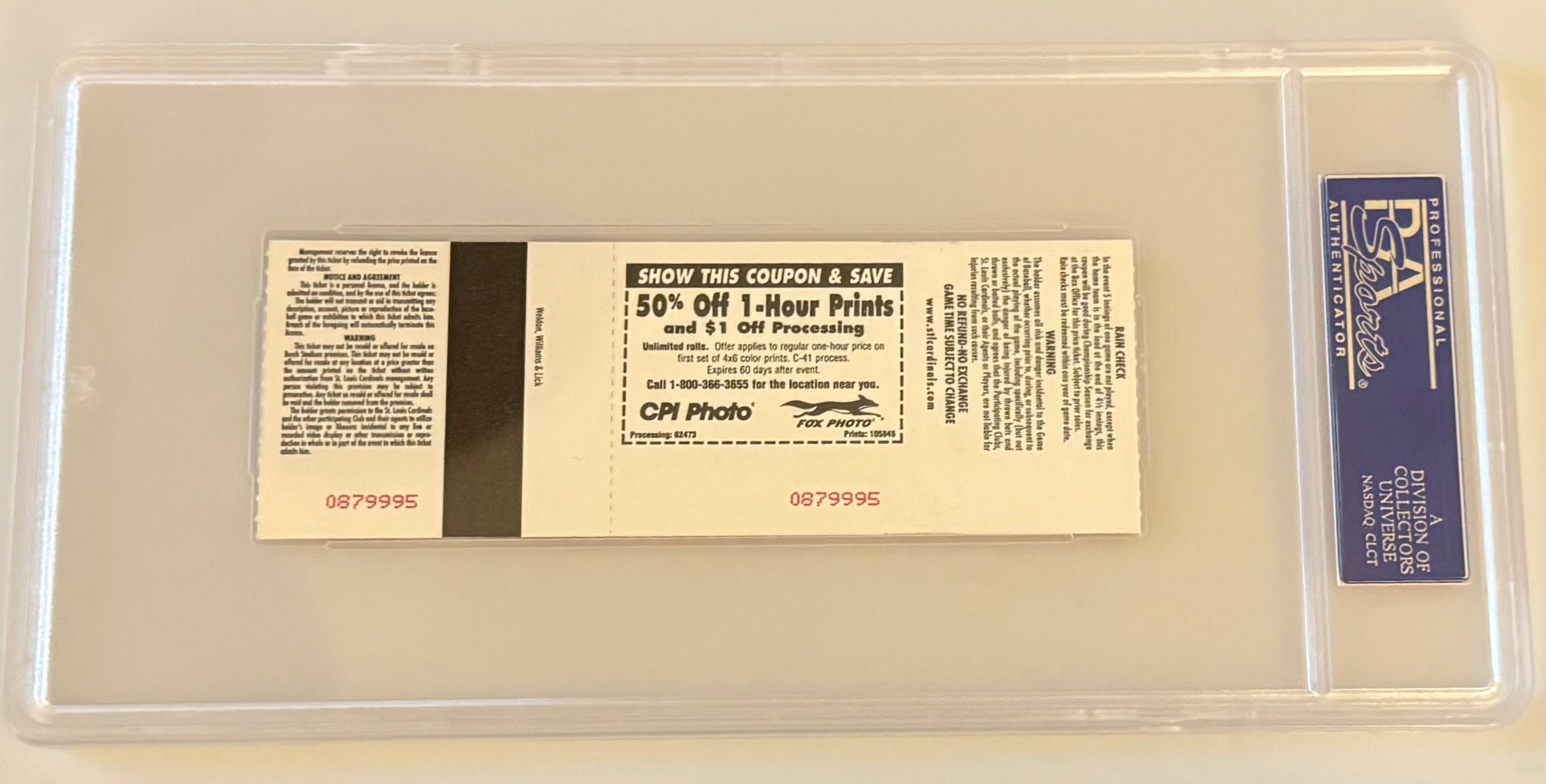 9/28/1997 Ryne Sandberg Final Game, PSA Full Mint