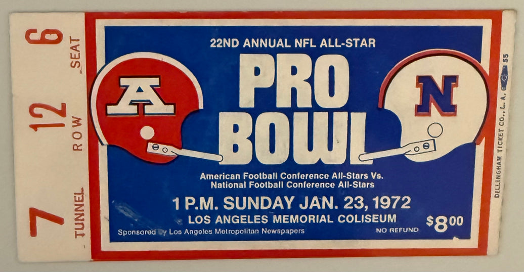 January 23, 1972, 1972 NFL Pro Bowl Game, LA Coliseum
