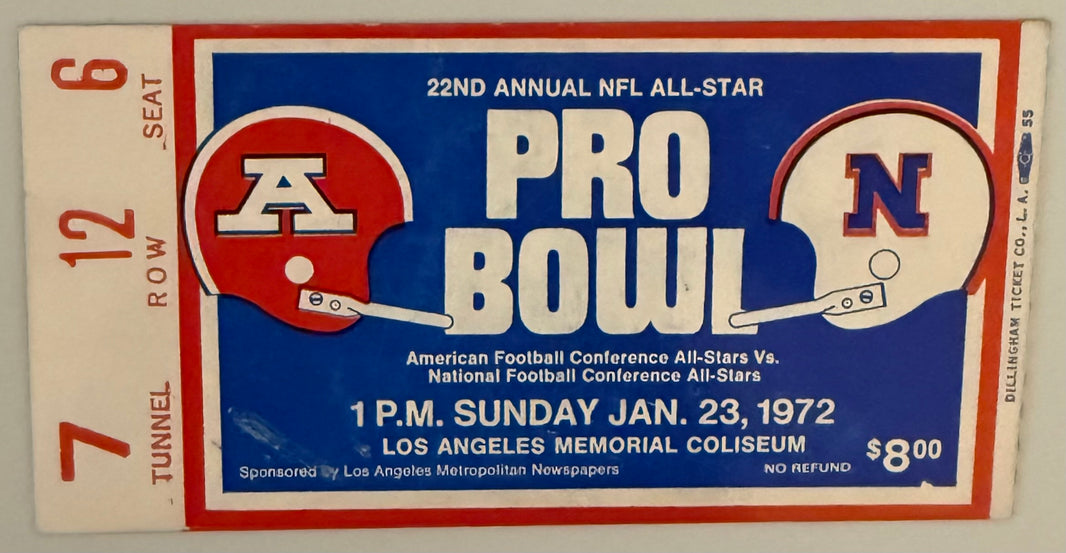 January 23, 1972, 1972 NFL Pro Bowl Game, LA Coliseum