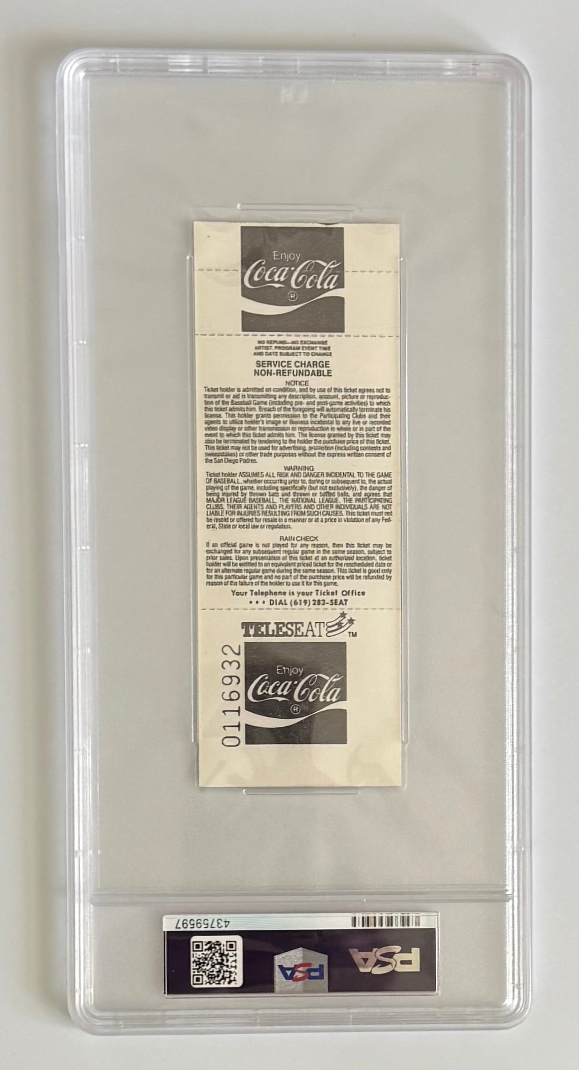 1988 San Diego Padres, September 28, 1988, San Diego 2 - LA 1, Orel Hershiser Breaks Don Drysdale's Scoreless Inning Streak, Signed by Both Drysdale and Hershiser, Autographs Graded PSA 10