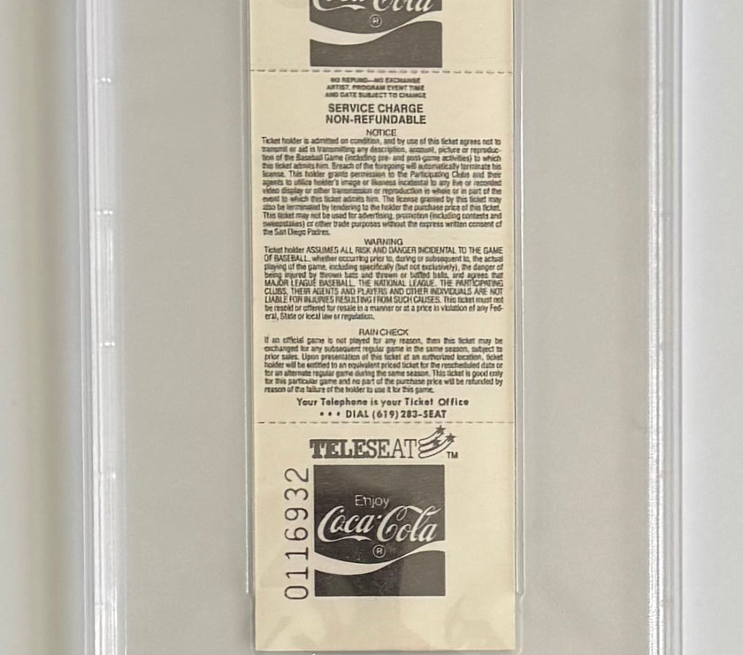 1988 San Diego Padres, September 28, 1988, San Diego 2 - LA 1, Orel Hershiser Breaks Don Drysdale's Scoreless Inning Streak, Signed by Both Drysdale and Hershiser, Autographs Graded PSA 10