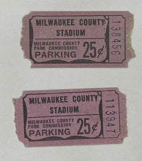1957 World Series Game 3, Mantle/Aaron HR, Braves Defeat Yankees 12-3, 2 Parking Passes Included, 10/5/57