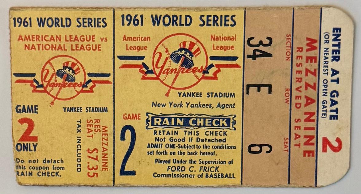 1961 World Series, Game Two, NY Yankees versus Cincinnati Reds