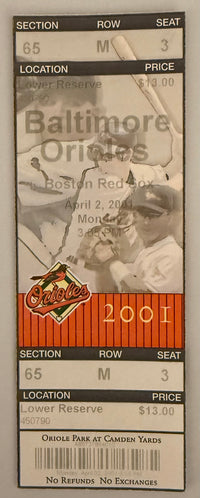 April 2, 2001, Cal Ripken's Last Opening Day, Orioles versus Red Sox