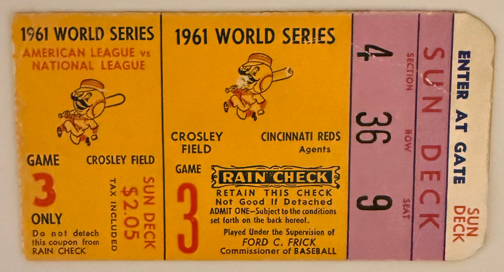 1961 World Series Game Three, Yankees versus Reds, Crosley Field-Cincinnati
