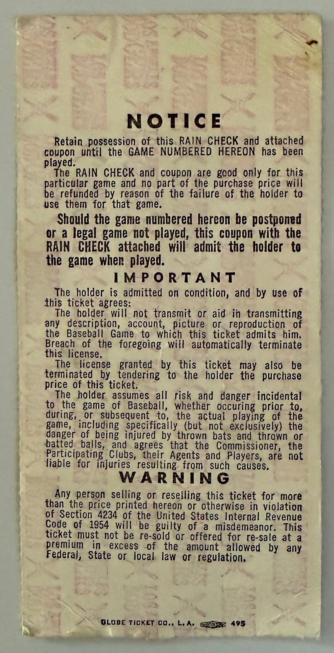 1963 World Series, Game 4, Dodgers Sweep Yankees, Fair Condition